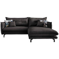 ECKSOFA in Velours Anthrazit  - Türkis/Anthrazit, Modern, Textil/Metall (255/180cm) - Livetastic