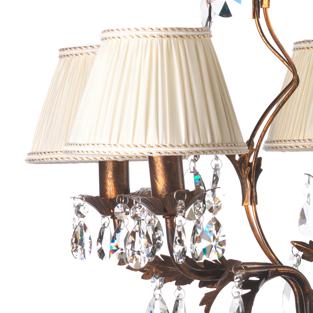 KRISTALL-HÄNGELEUCHTE 60/105 cm   - Bronzefarben, KONVENTIONELL, Glas/Metall (60/105cm)