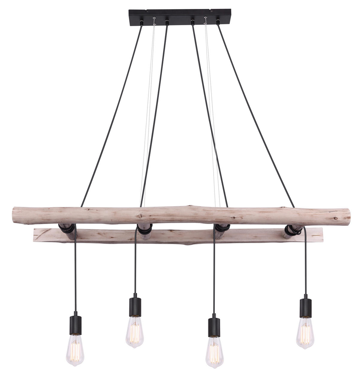 HÄNGELEUCHTE Rustic 115/30/192 cm   - Schwarz/Naturfarben, Design, Holz/Metall (115/30/192cm) - Marama