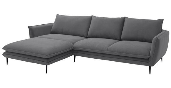 ECKSOFA  in Webstoff Dunkelgrau  196/304 cm  - Dunkelgrau/Schwarz, KONVENTIONELL, Textil/Metall (196/304cm) - Hom`in