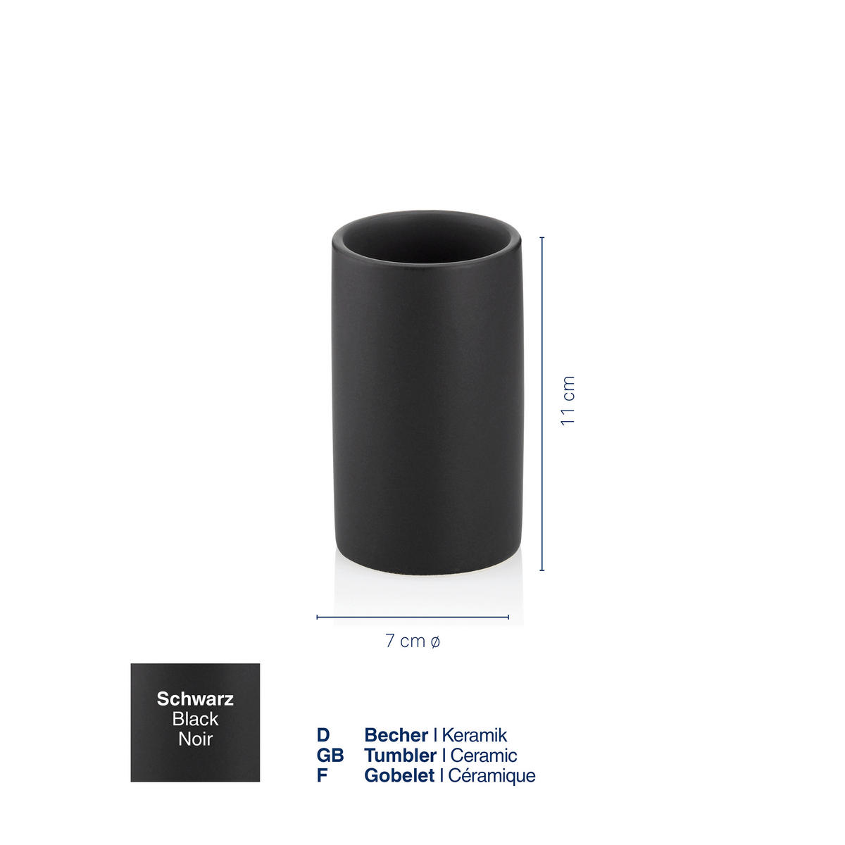 ZAHNPUTZBECHER Keramik  - Schwarz, Basics, Keramik (7/11cm) - Kela