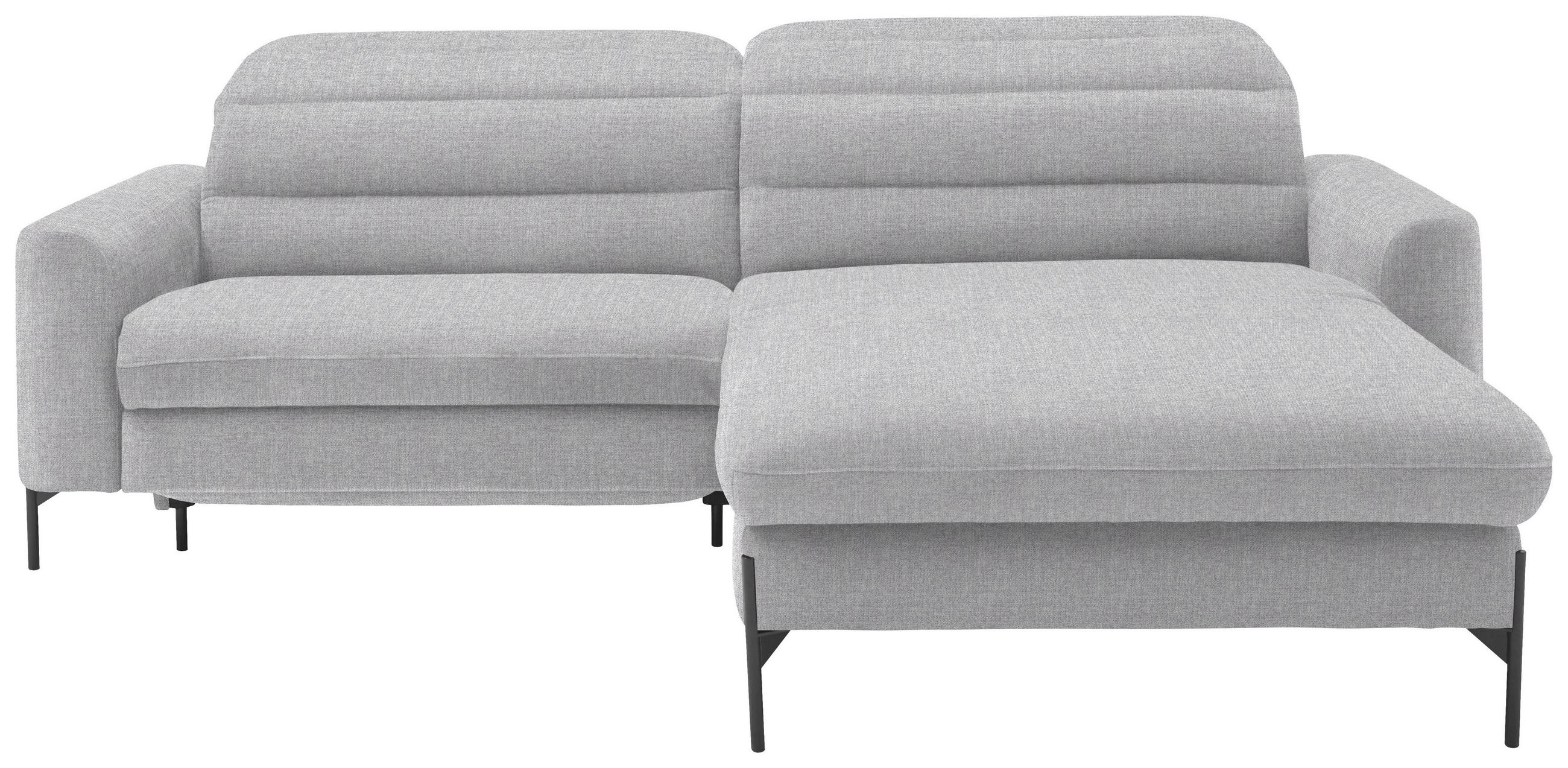 ECKSOFA in Flachgewebe Hellgrau  252/191 cm  - Hellgrau/Schwarz, Design, Textil/Metall (252/191cm) - Dieter Knoll