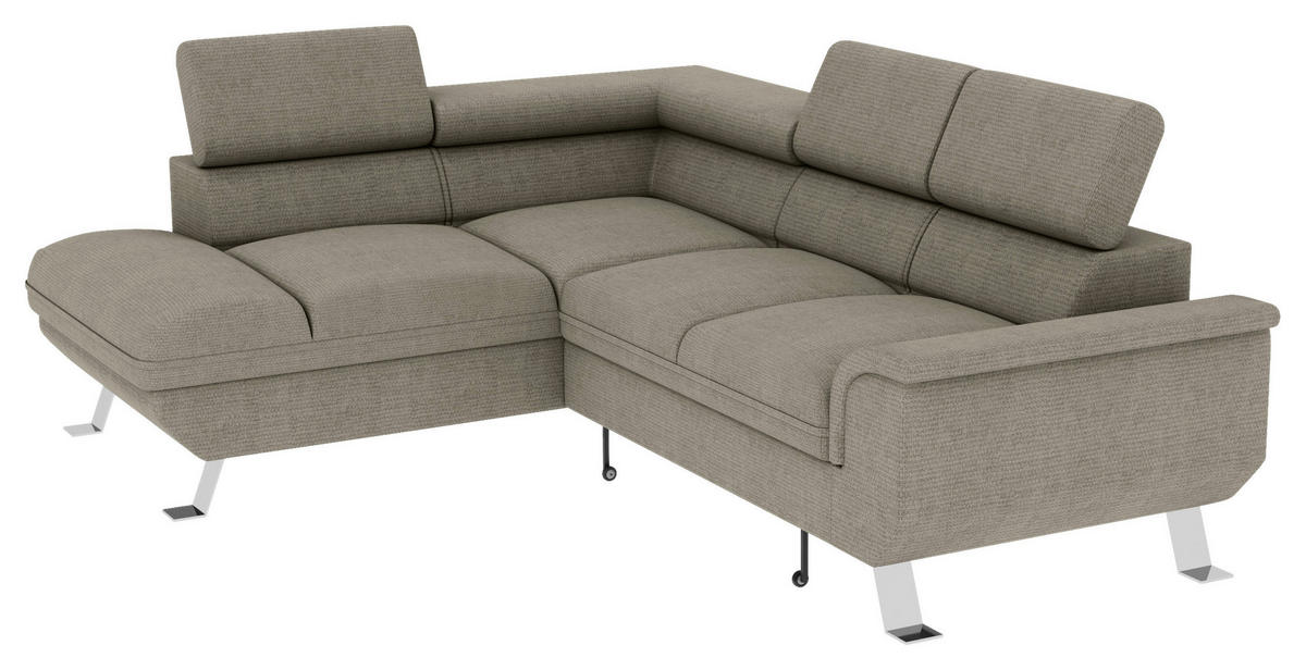 ECKSOFA in Struktur Greige  - Greige/Silberfarben, Konventionell, Textil/Metall (207/268cm) - MID.YOU