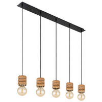 HÄNGELEUCHTE 116/10/120 cm  - Schwarz/Braun, KONVENTIONELL, Holzwerkstoff/Metall (116/10/120cm) - Globo