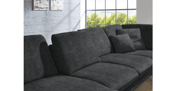 WOHNLANDSCHAFT in Velours Anthrazit - Anthrazit/Schwarz, Design, Textil/Metall (180/344/208cm) - Dieter Knoll