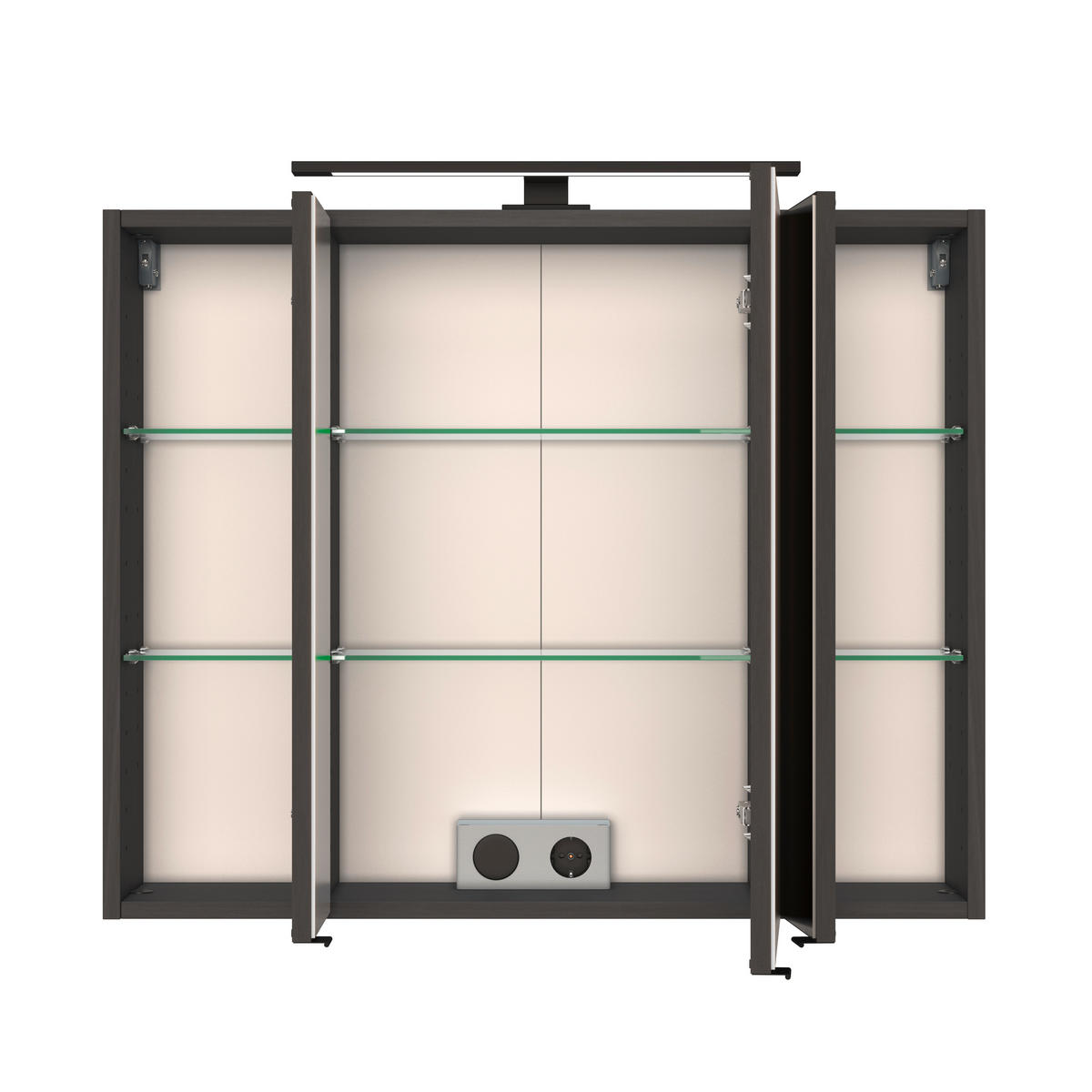 BADEZIMMER  in 120 cm  - Eiche Wotan/Graphitfarben, KONVENTIONELL, Glas/Holzwerkstoff (120cm) - Xora