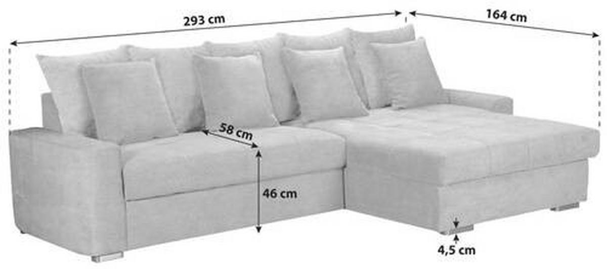 ECKSOFA in Mikrofaser Dunkelbraun  293/164 cm  - Dunkelbraun/Silberfarben, MODERN, Holz/Textil (293/164cm) - MID.YOU