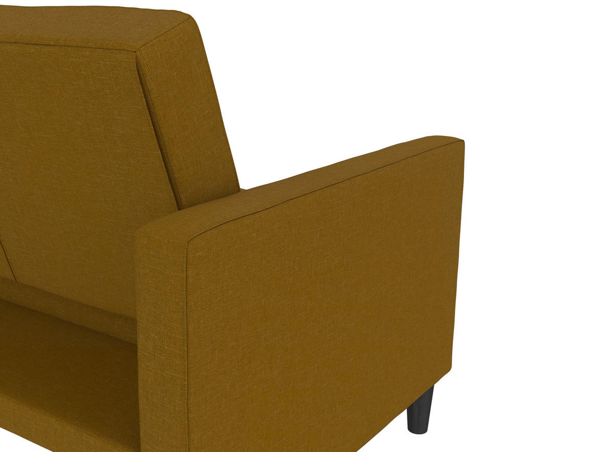 SCHLAFSOFA Webstoff, Leinenoptik Currygelb  - Currygelb/Schwarz, Basics, Kunststoff/Textil (207/86/86cm) - Livetastic
