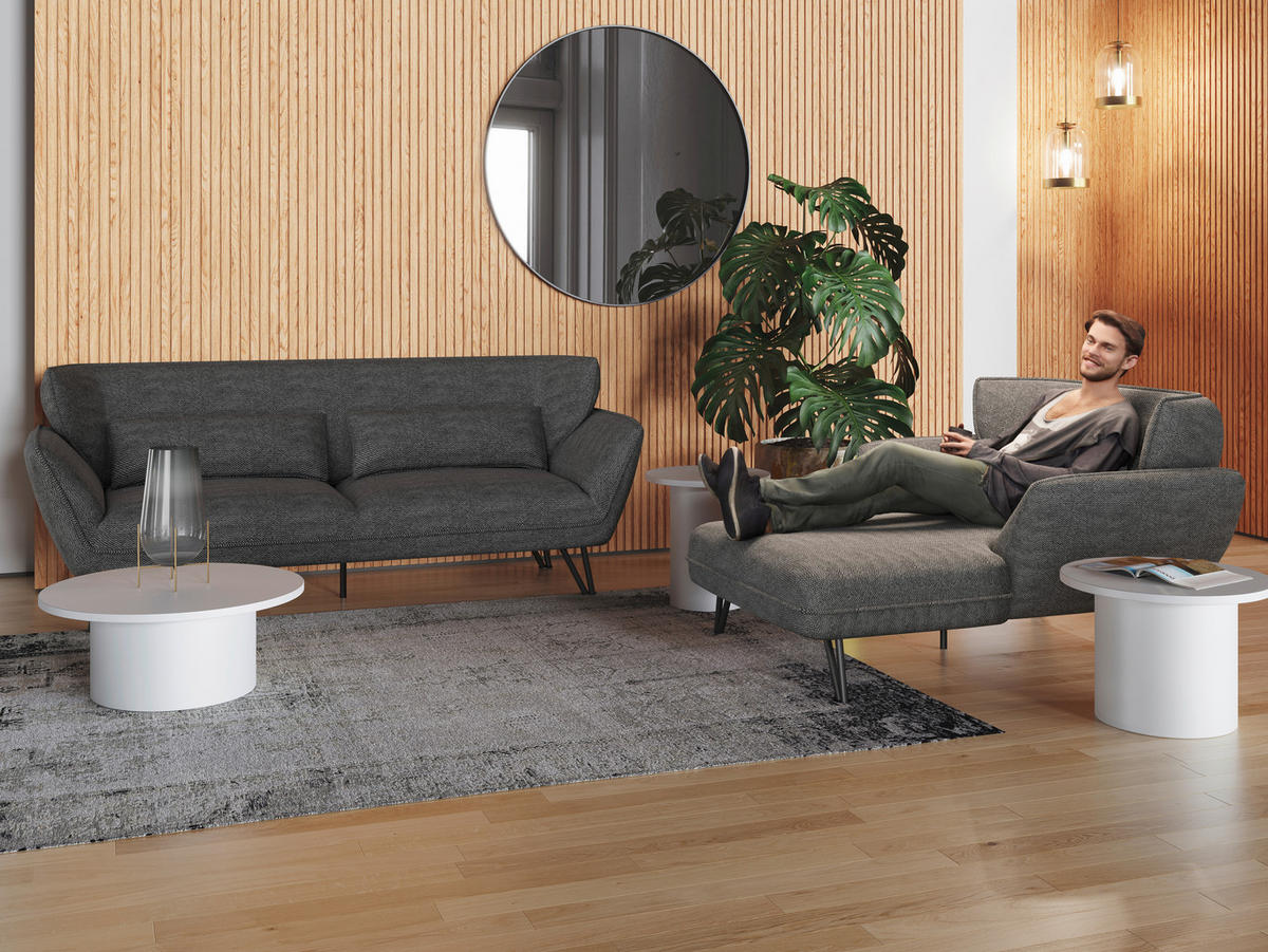 3-SITZER-SOFA in Webstoff Anthrazit  - Anthrazit, MODERN, Textil/Metall (228/81/89cm) - MID.YOU