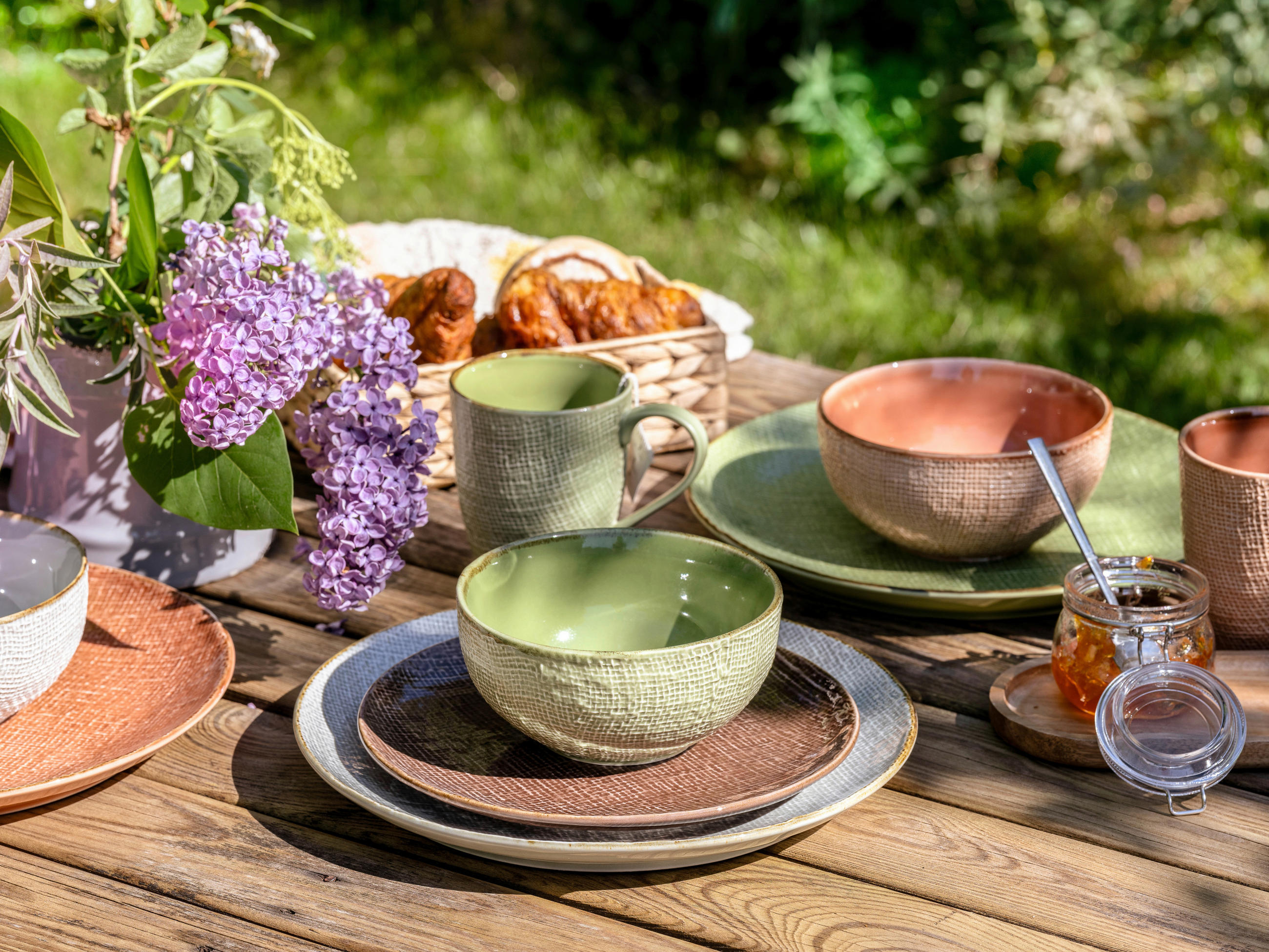 KOMBISERVICE Braun, Creme, Grün, Orange 16-teilig 4 Personen  - Creme/Braun, LIFESTYLE, Keramik (34/31,5/33cm) - Creatable