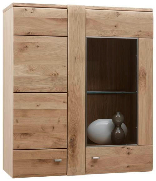 HÄNGEVITRINE in furniert, massiv Eiche Eichefarben  - Eichefarben/Alufarben, KONVENTIONELL, Glas/Holz (89/103,3/37,7cm) - Voleo