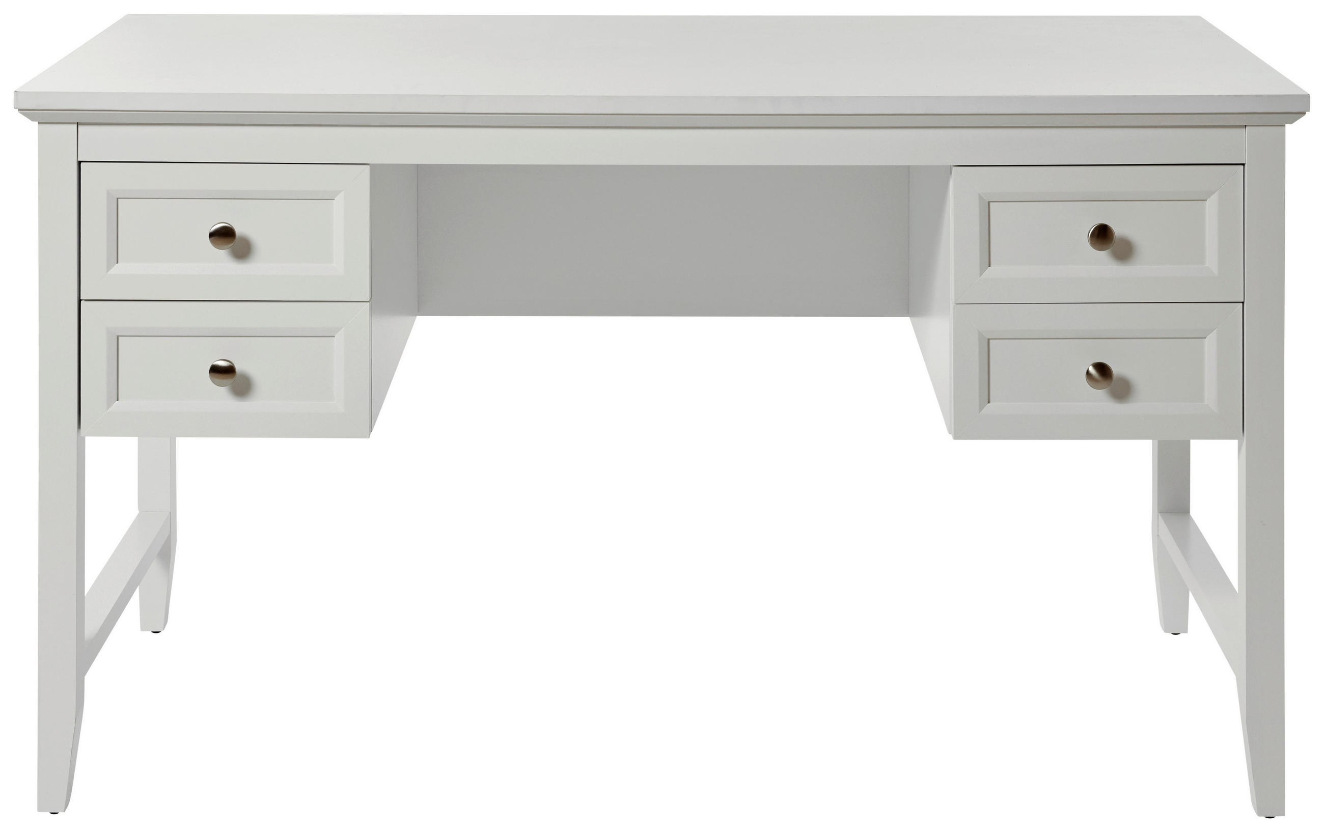 SCHREIBTISCH 130/59,6/76 cm  in Weiß  - Alufarben/Weiß, MODERN, Holzwerkstoff/Metall (130/59,6/76cm) - Novel