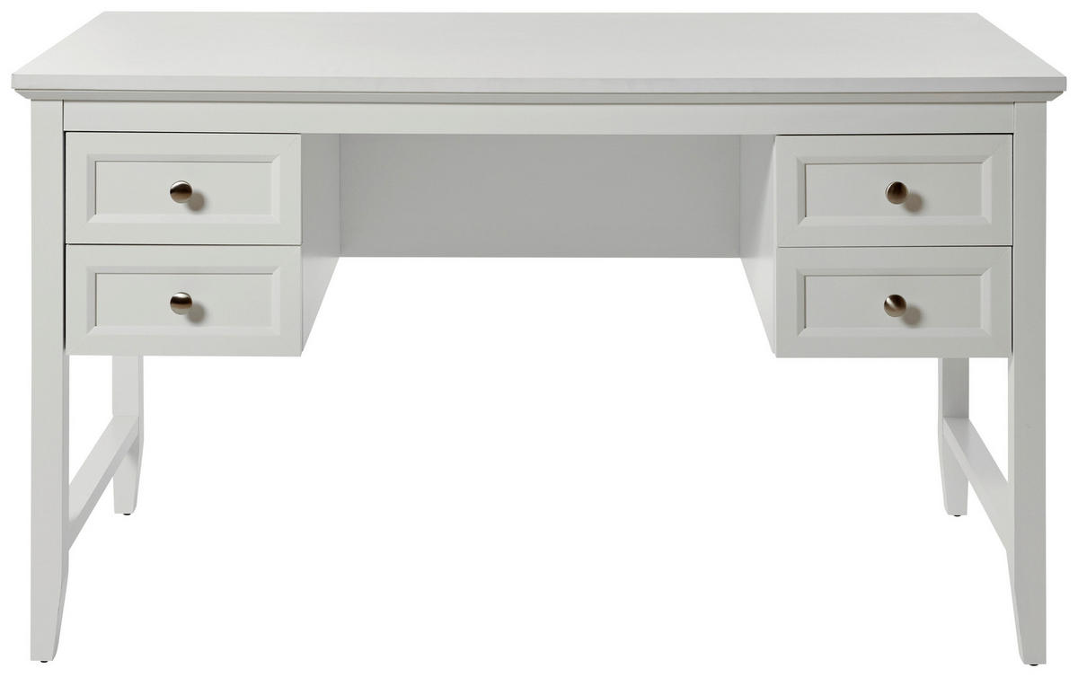 SCHREIBTISCH 130/59,6/76 cm  in Weiss  - Weiss/Alufarben, Modern, Holzwerkstoff/Metall (130/59,6/76cm) - Novel