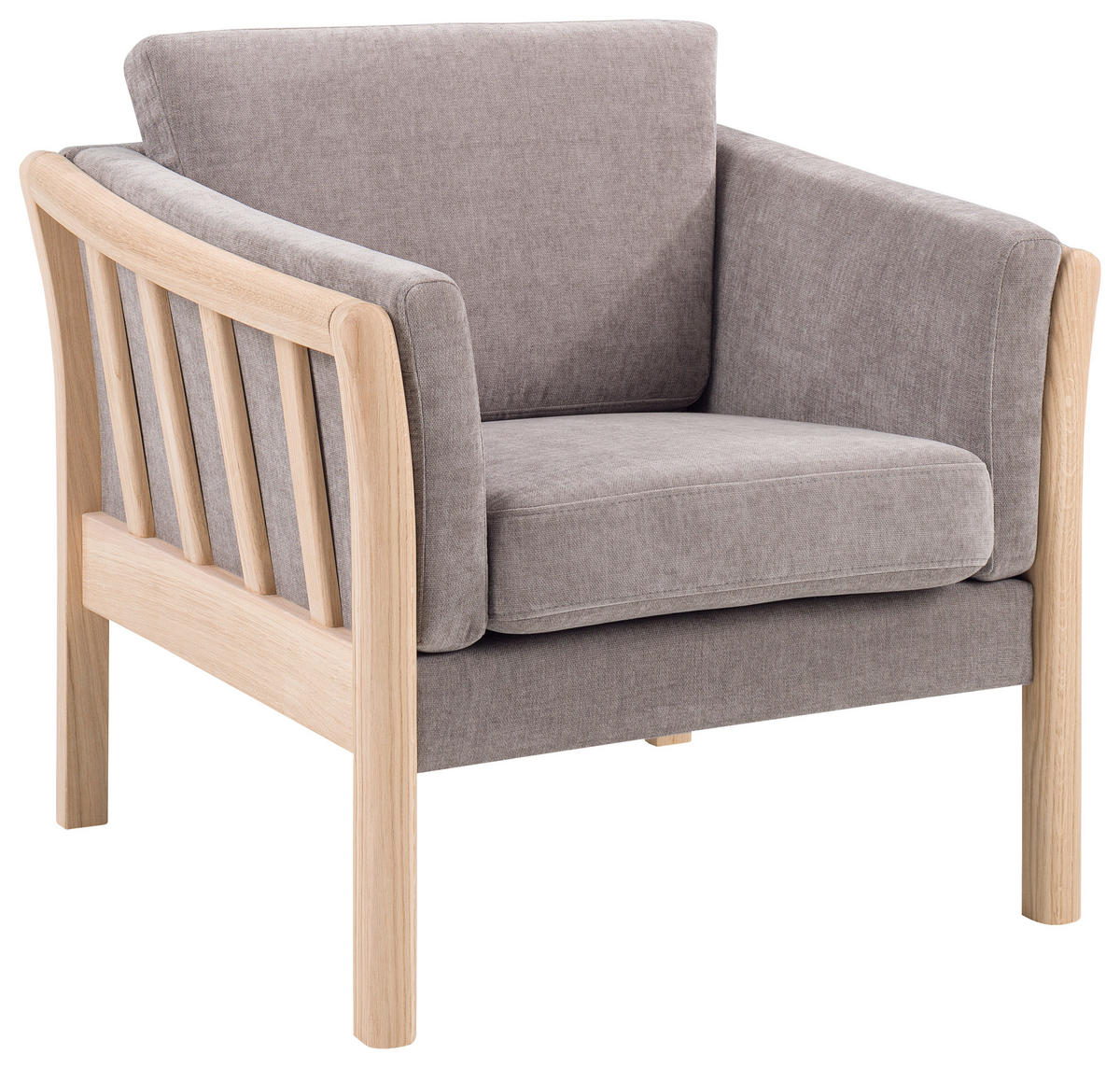SESSEL Chenille Hellgrau    - Eichefarben/Hellgrau, Design, Holz/Textil (87/79/82cm)