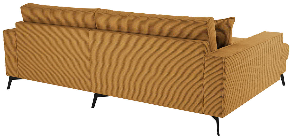 ECKSOFA TED Senfgelb Cord Zierkissen  - Senfgelb/Schwarz, Trend, Textil/Metall (174/228cm) - P & B