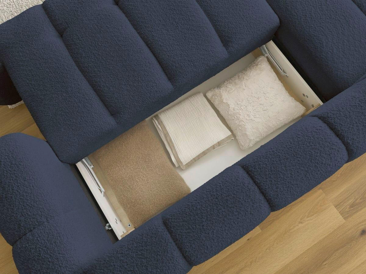 ECKSCHLAFSOFA FUJI Bouclé Dunkelblau  inkl.  - Schwarz/Dunkelblau, MODERN, Kunststoff/Textil (160/292cm)