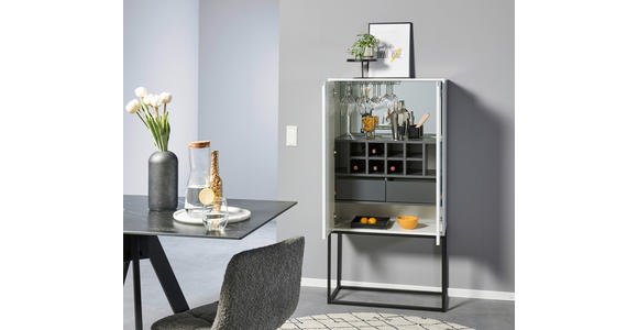BARSCHRANK Weiß - Schwarz/Weiß, Design, Glas/Holzwerkstoff (80/157/38cm) - Xora