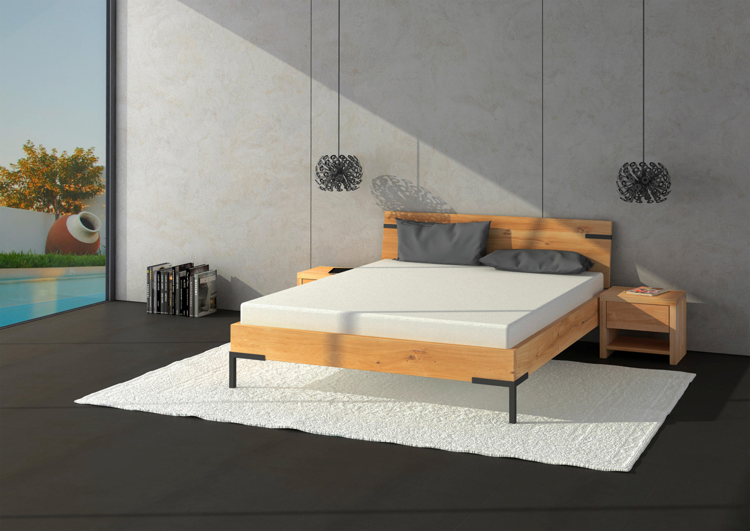 KREVET   180/200 cm   crna, divlji hrast  - crna/divlji hrast, Moderno, drvo/metal (180/200cm) - Livetastic