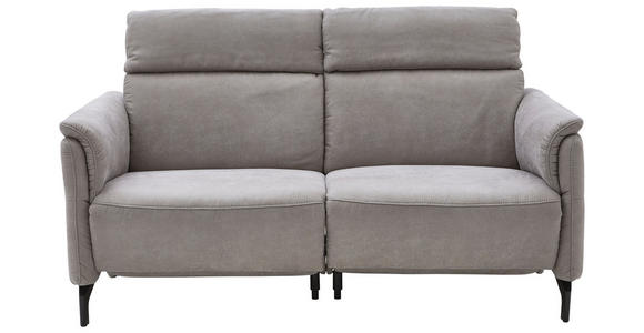 2-SITZER-SOFA Varo Lederlook Hellgrau  - Hellgrau/Schwarz, KONVENTIONELL, Textil/Metall (194/103/92cm) - Dieter Knoll