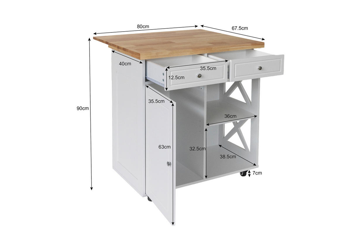 SERVIERWAGEN , Weiss  - Weiss/Silberfarben, Basics, Holz/Holzwerkstoff (89/90/68cm) - MID.YOU