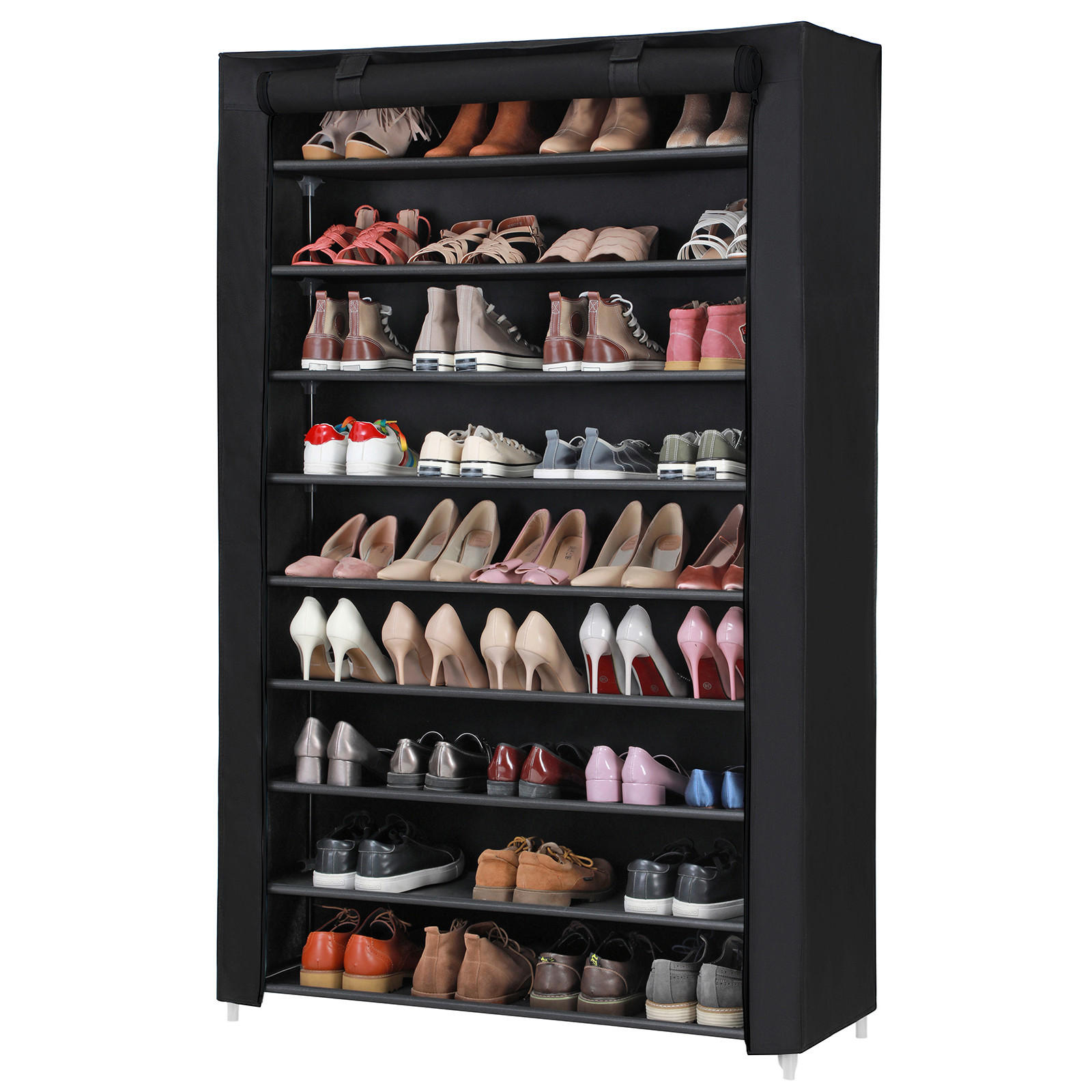 SCHUHREGAL 100/162/28 cm  - Transparent/Schwarz, Trend, Kunststoff/Textil (100/162/28cm) - Boxxx