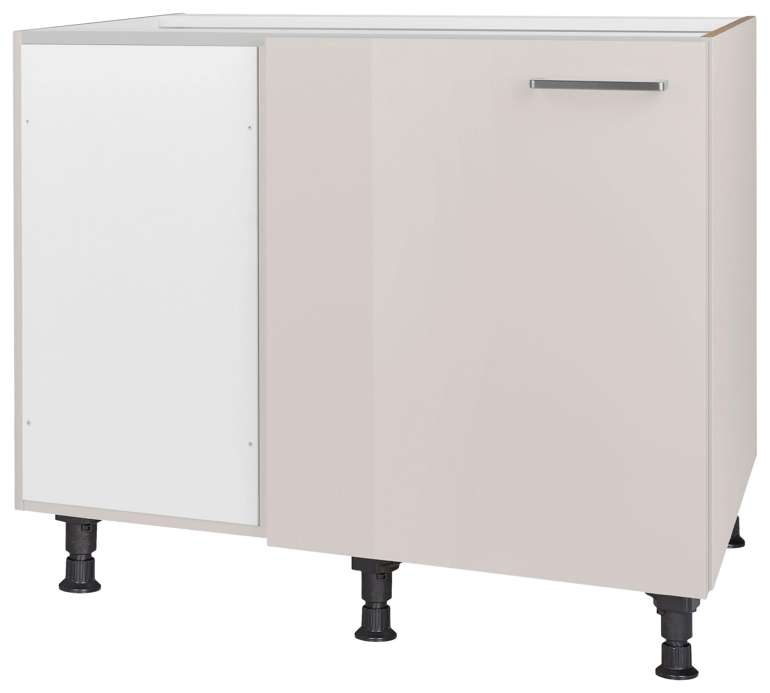 ECKUNTERSCHRANK 125/87/65 cm  - Edelstahlfarben/Hellgrau, MODERN, Holzwerkstoff/Metall (125/87/65cm) - Nobilia