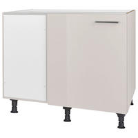 ECKUNTERSCHRANK 125/87/65 cm  - Edelstahlfarben/Hellgrau, MODERN, Holzwerkstoff/Metall (125/87/65cm) - Nobilia