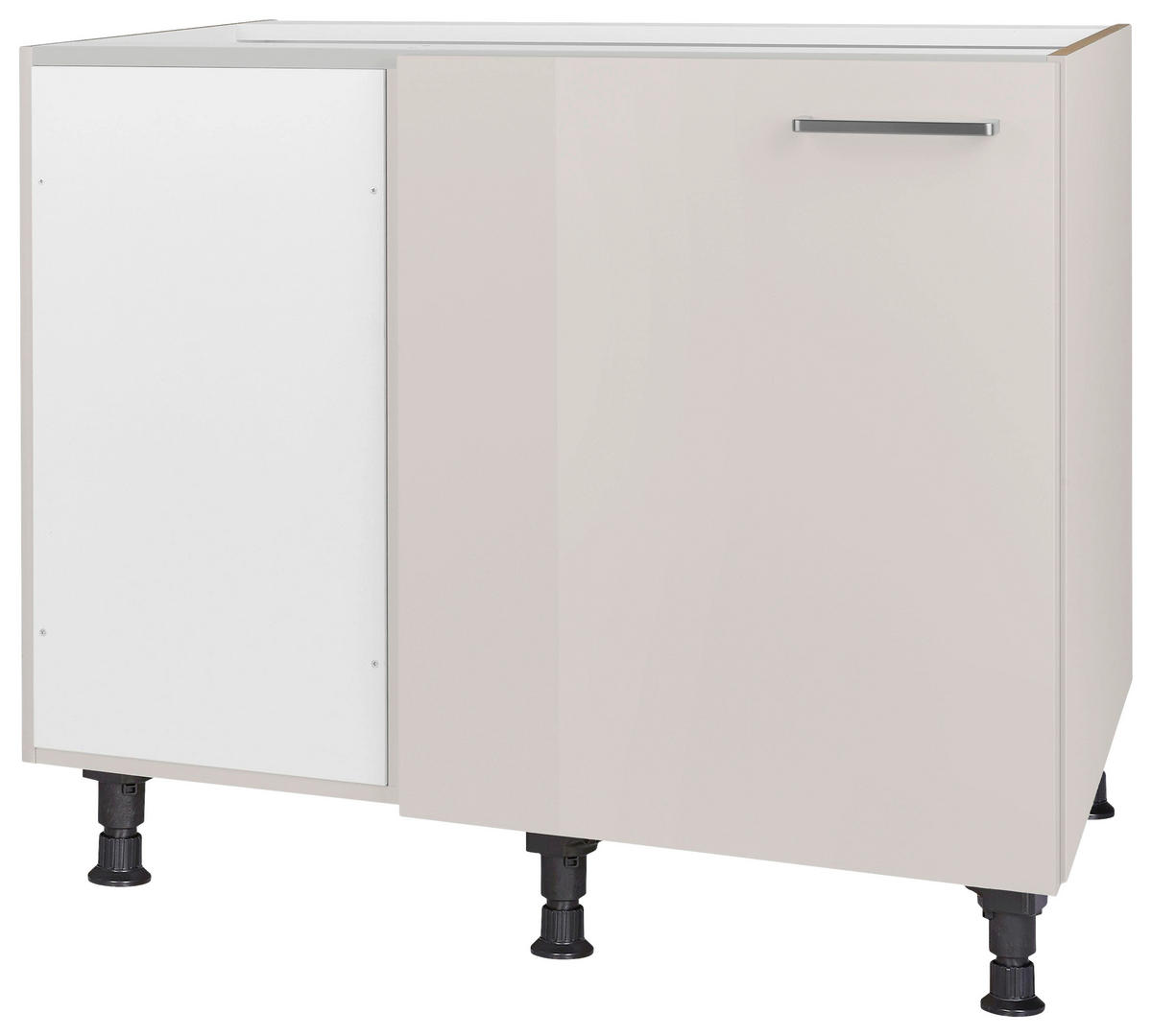 ECKUNTERSCHRANK 125/87/65 cm  - Edelstahlfarben/Hellgrau, MODERN, Holzwerkstoff/Metall (125/87/65cm) - Nobilia