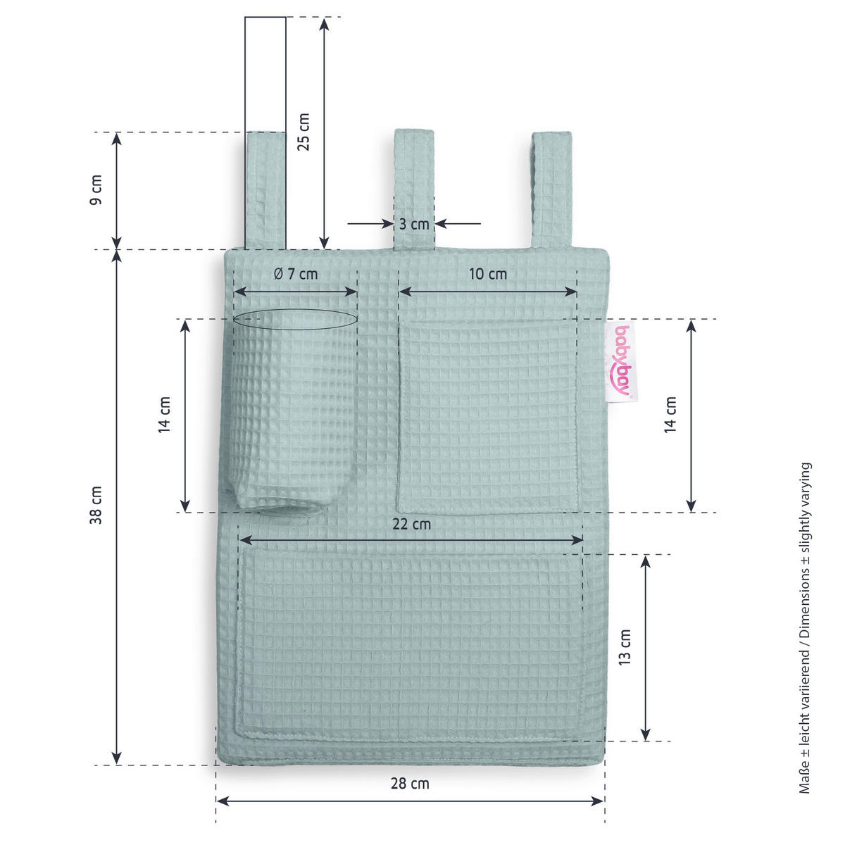 BETTTASCHE - Hellblau, Basics (38/28/2,5cm) - Babybay