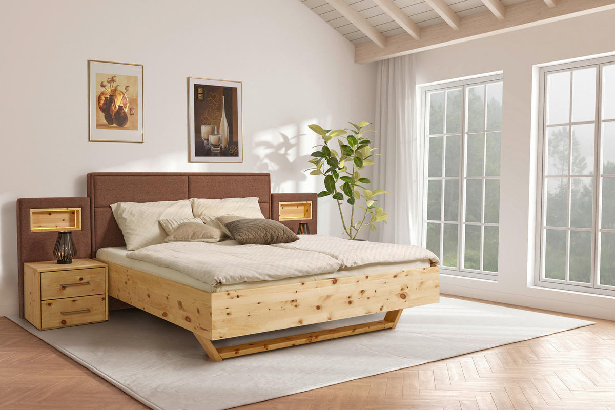BETT 200/200 cm  Zirbelkieferfarben, Rostfarben   - Rostfarben/Zirbelkieferfarben, Natur, Holz/Textil (200/200cm) - Valnatura