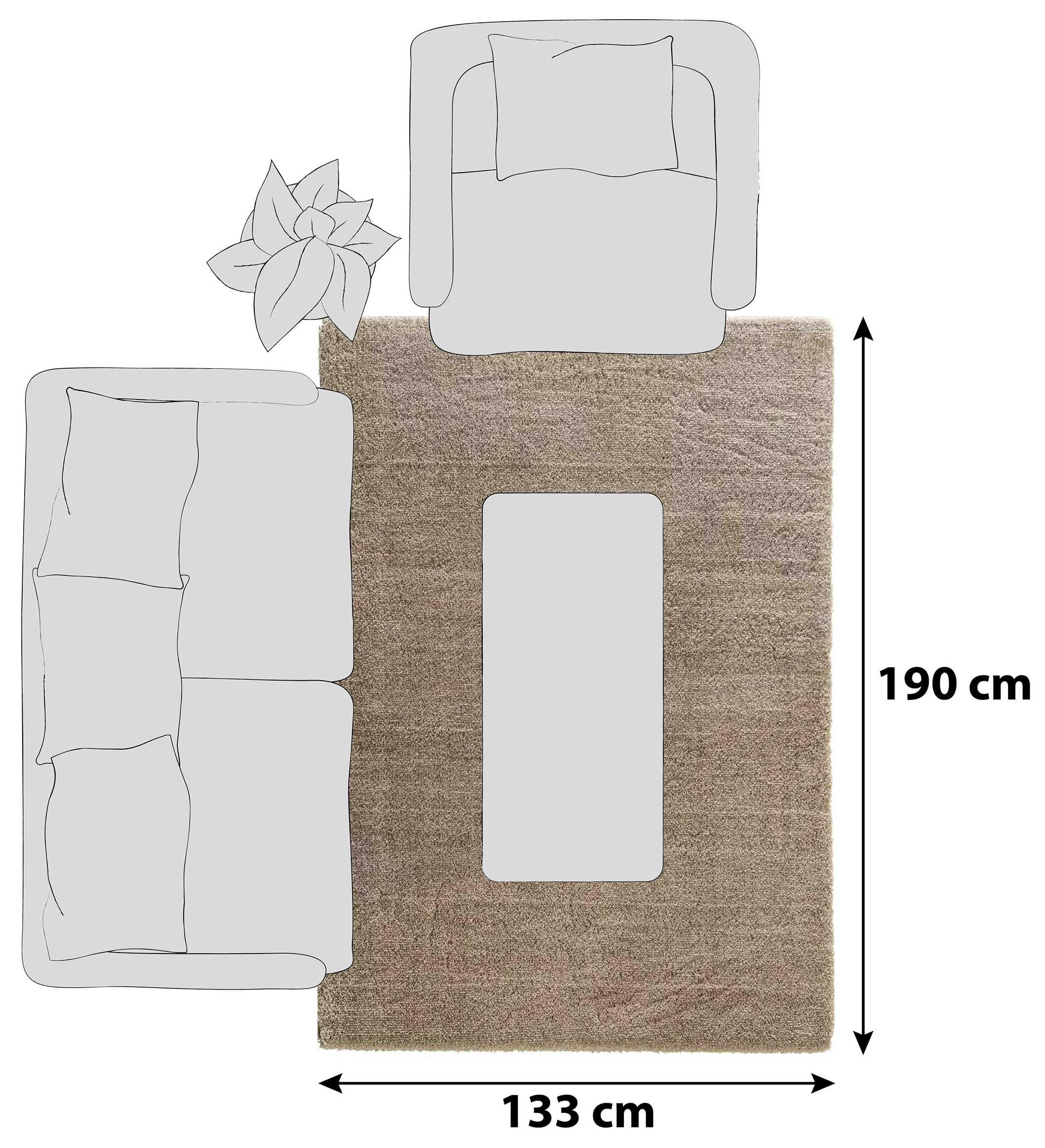 HOCHFLORTEPPICH 133/190 cm New Livorno Braun  - Braun, Basics, Textil (133/190cm) - Novel