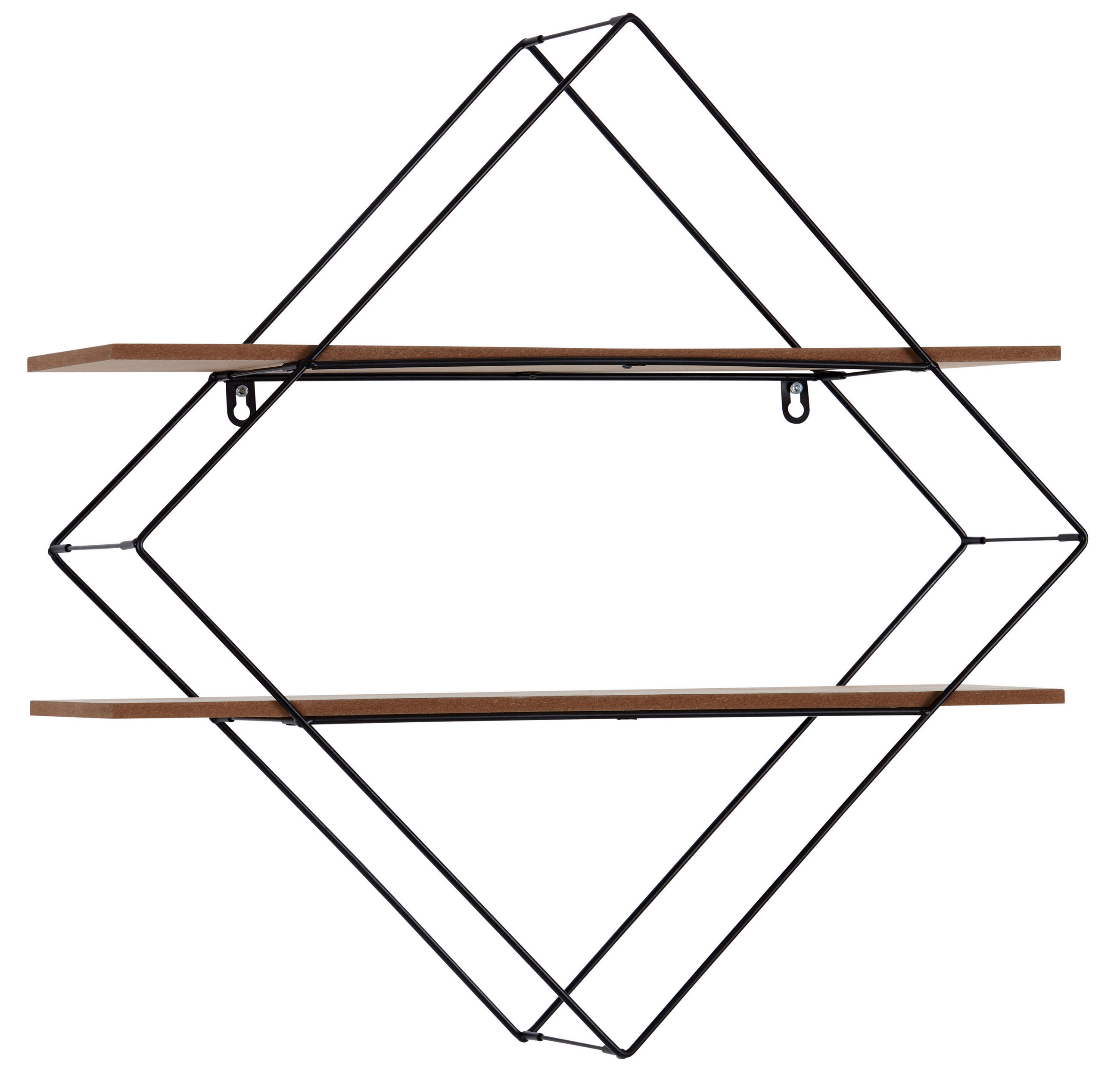 Wandregal Rom B: 60 Cm Schwarz Metall/holzdekor 2 Fächer