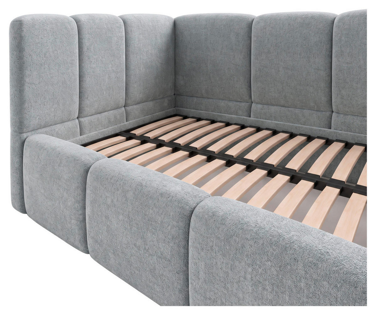 POLSTERBETT 140/200 cm,  in Silberfarben, Lattenrost, Bettkasten,  - Silberfarben/Schwarz, Design, Holz/Textil (140/200cm) - Chameo