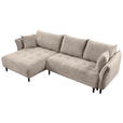 ECKSOFA Creme Chenille  - Creme/Schwarz, KONVENTIONELL, Holz/Textil (160/290cm) - Carryhome