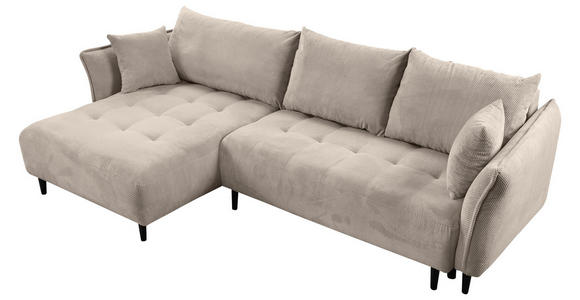 ECKSOFA Creme Chenille  - Creme/Schwarz, KONVENTIONELL, Holz/Textil (160/290cm) - Carryhome