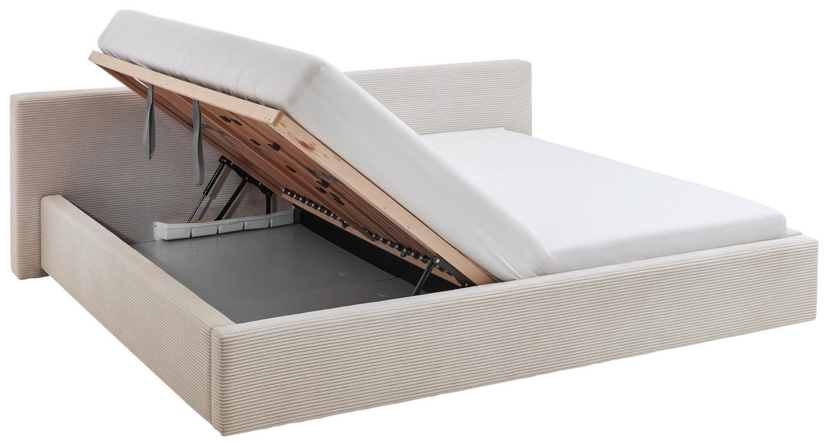 POLSTERBETT 240/200 cm,  in Beige, Lattenrost, Bettkasten,  - Beige, Basics, Holz/Textil (240/200cm) - Boxxx