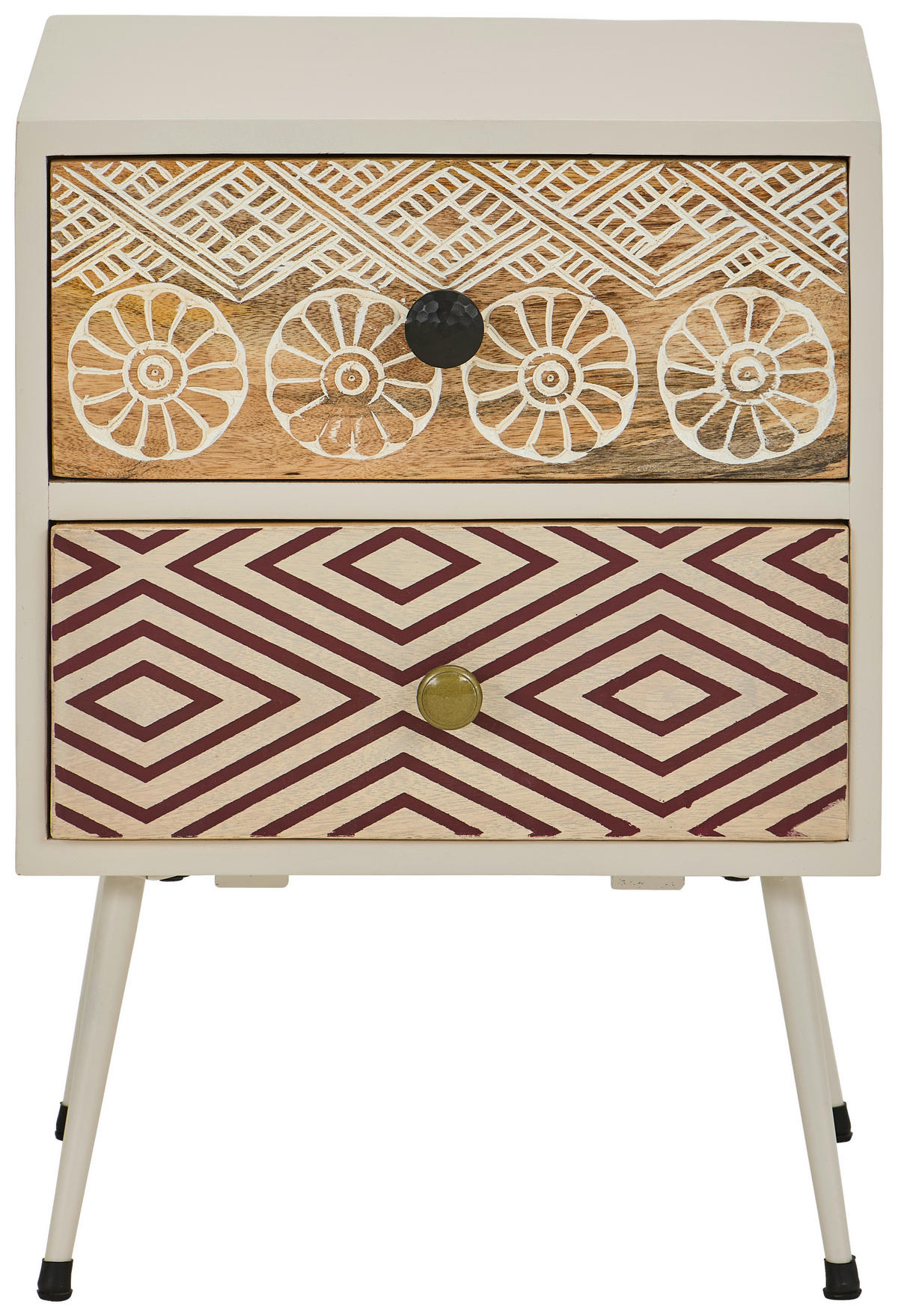 NACHTSCHRANK 40/55/35 cm Mangoholz vollmassiv  - Goldfarben/Schwarz, LIFESTYLE, Holz/Metall (40/55/35cm) - Landscape