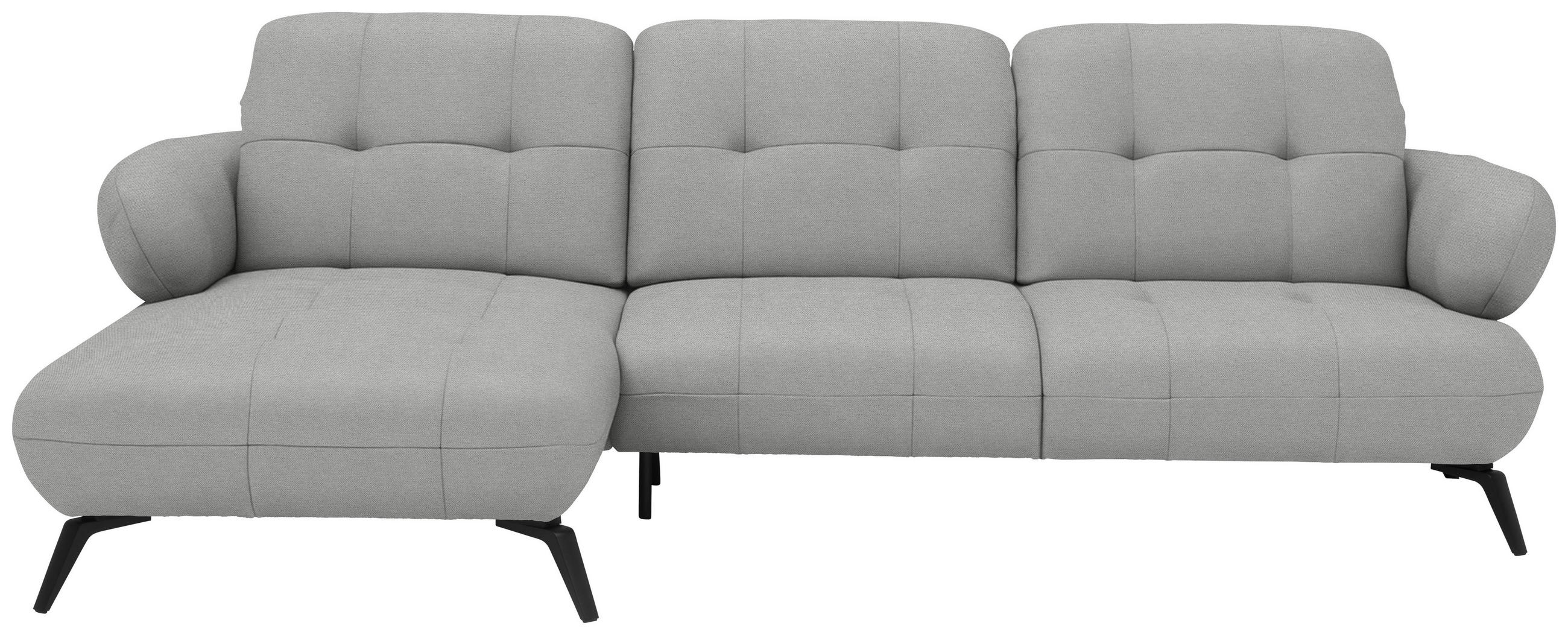 ECKSOFA  Flachgewebe Hellgrau  - Hellgrau/Schwarz, Modern, Textil/Metall (180/282cm) - Novel