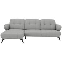ECKSOFA Flachgewebe Hellgrau  - Hellgrau/Schwarz, Modern, Textil/Metall (180/282cm) - Novel