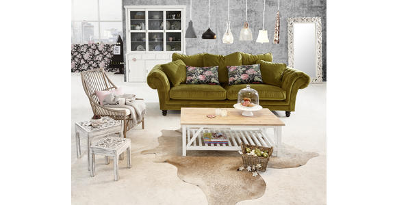 MEGASOFA in Samt Grün - Dunkelbraun/Grün, Design, Holz/Textil (273/85/110cm) - Ambia Home