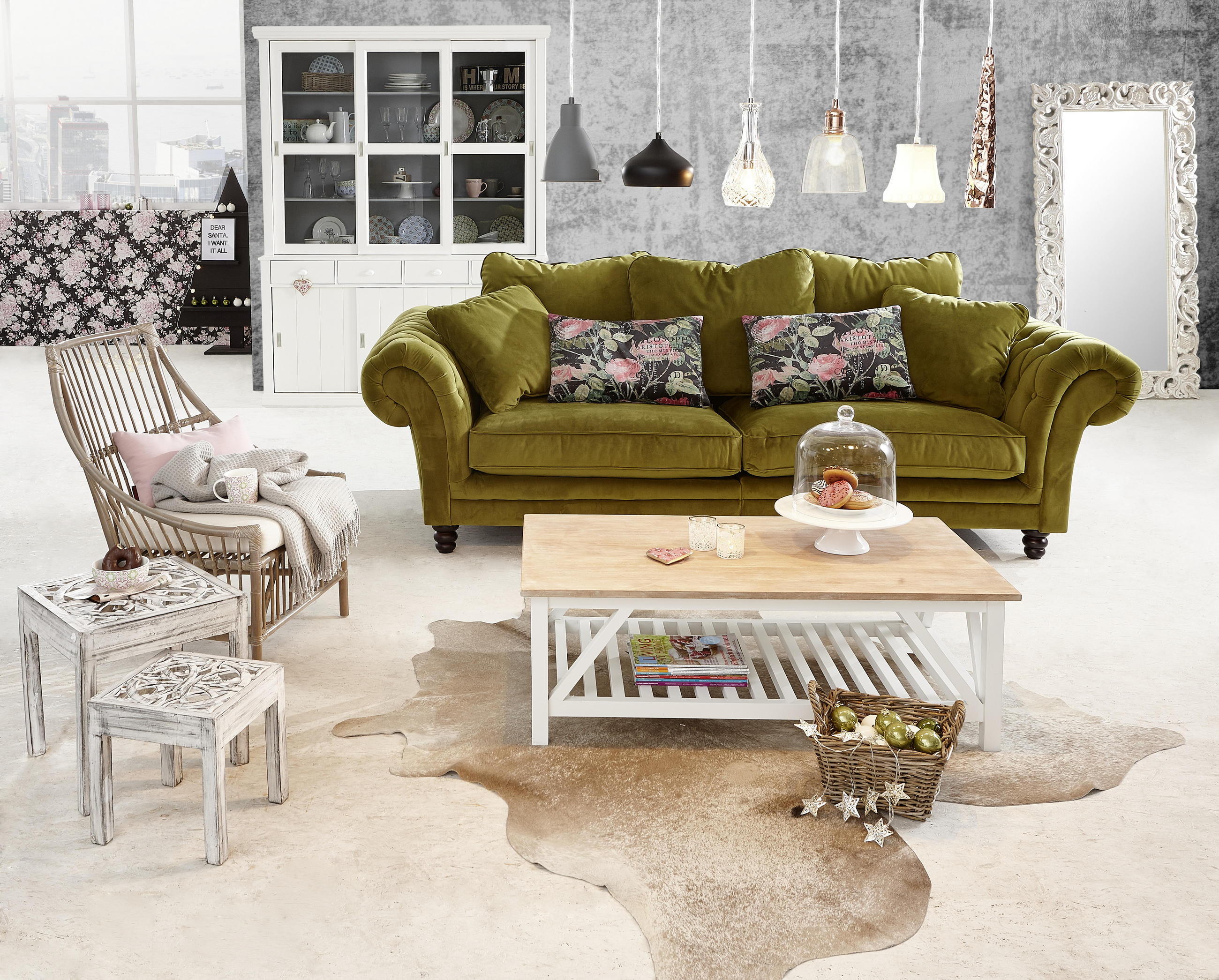 MEGA POHOVKA, textil, zelená - zelená/tmavohnedá, Design, drevo/textil (273/85/110cm) - Ambia Home