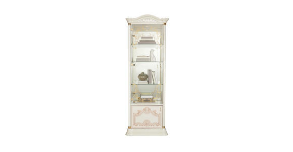 VITRINE in Beige - Beige/Goldfarben, LIFESTYLE, Glas/Holzwerkstoff (76/209/53cm) - Cantus