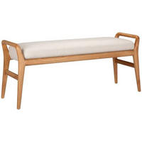 HOCKERBANK 119/51/39 cm Webstoff Naturfarben, Beige Kautschukholz massiv  - Beige/Naturfarben, Design, Holz/Textil (119/51/39cm) - MID.YOU