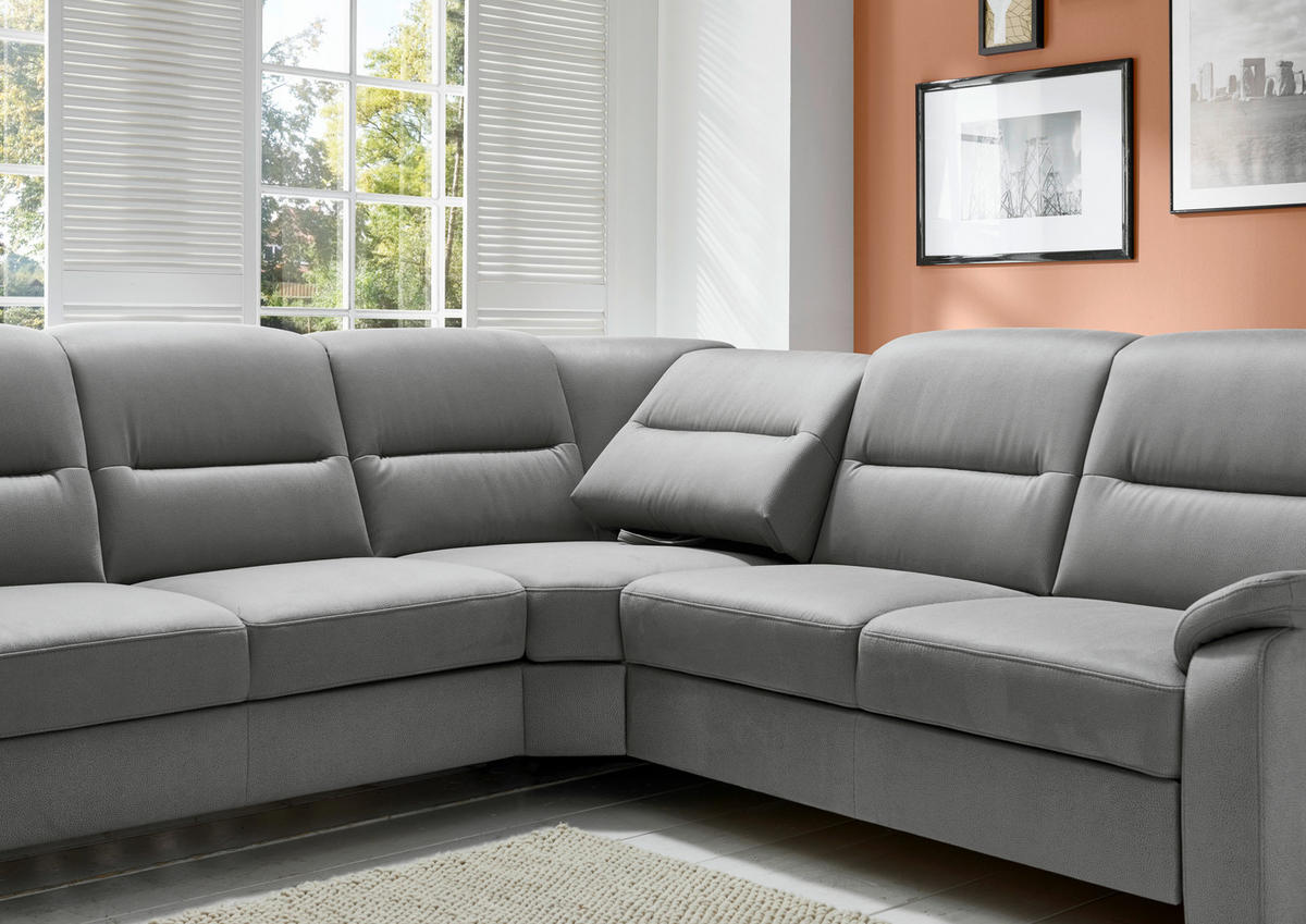 ECKSOFA in Mikrofaser Grau  - Schwarz/Grau, Konventionell, Holz/Textil (303/245cm) - Beldomo Comfort