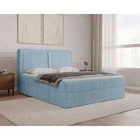 BOXBETT 180/200 cm,  in Blau, Bettkasten, Topper, H2 + H3 = mittel + fest  - Blau/Schwarz, MODERN, Holz/Kunststoff (180/200cm) - Livetastic