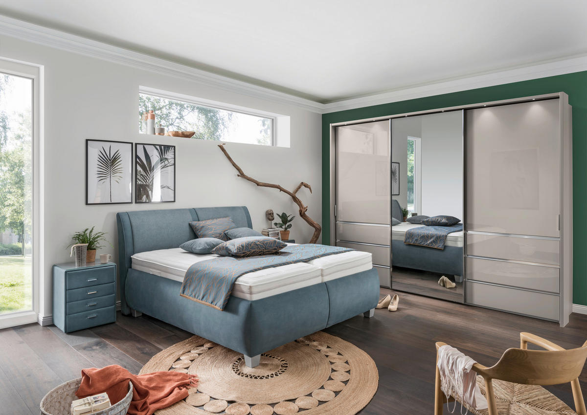 KÁRPITOZOTT ÁGY 180/200 cm  kékesszürke  - ezüst/kékesszürke, Design, műanyag/faalapú anyag (180/200cm) - Beldomo - Sleep