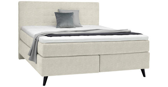 BOXSPRINGBETT 180/200 cm  in Creme  - Creme/Schwarz, KONVENTIONELL, Holz/Textil (180/200cm) - Voleo