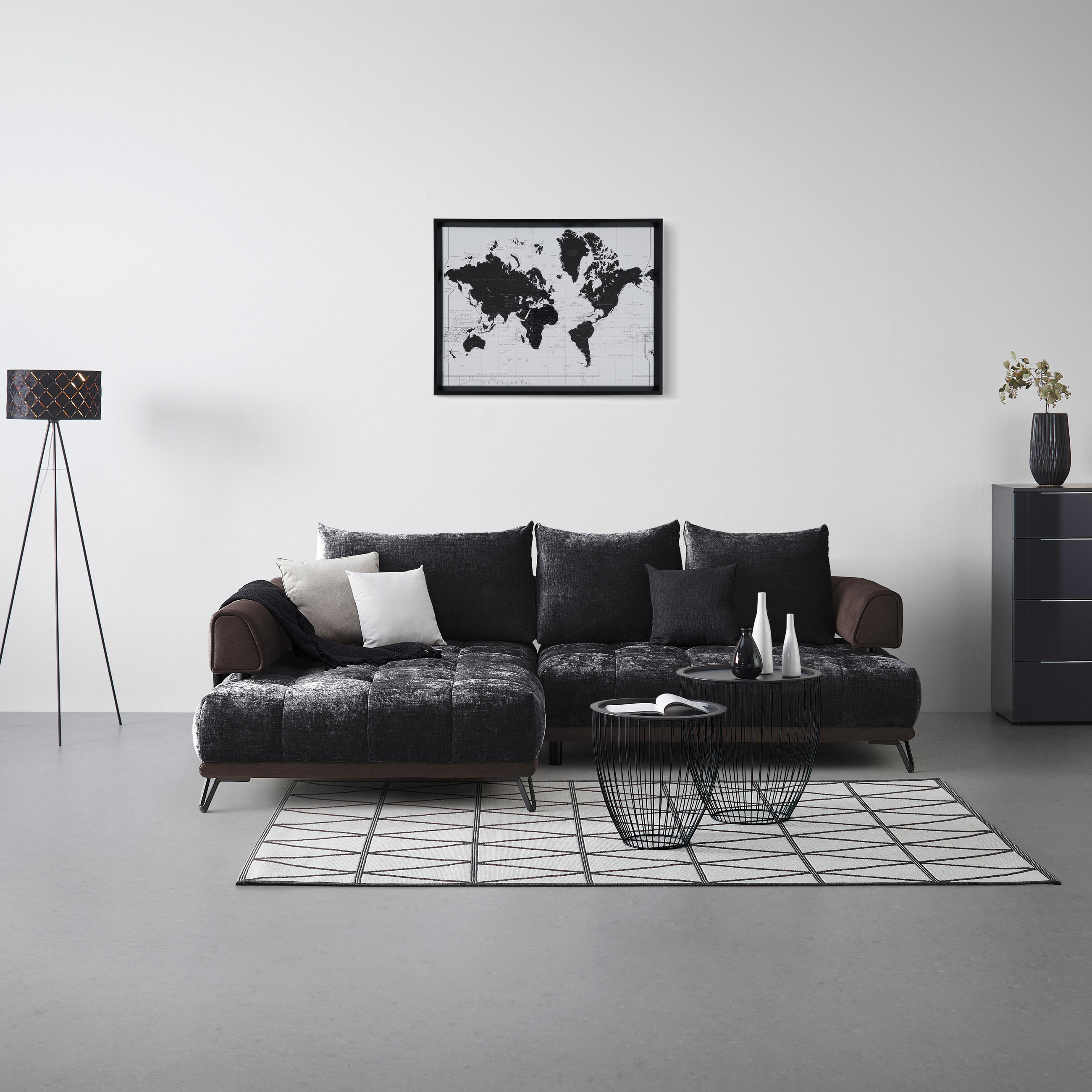 HÖRNSOFFA i antracit  - svart/antracit, Modern, metall/textil (184/262cm) - MID.YOU