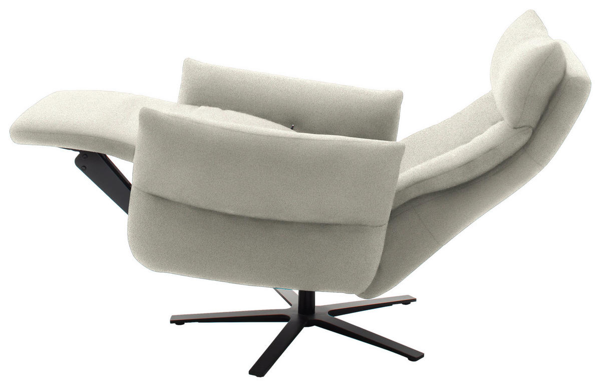 FERNSEHSESSEL in Chenille Creme  - Creme/Schwarz, Design, Textil/Metall (74/115/85cm) - Schöner Wohnen