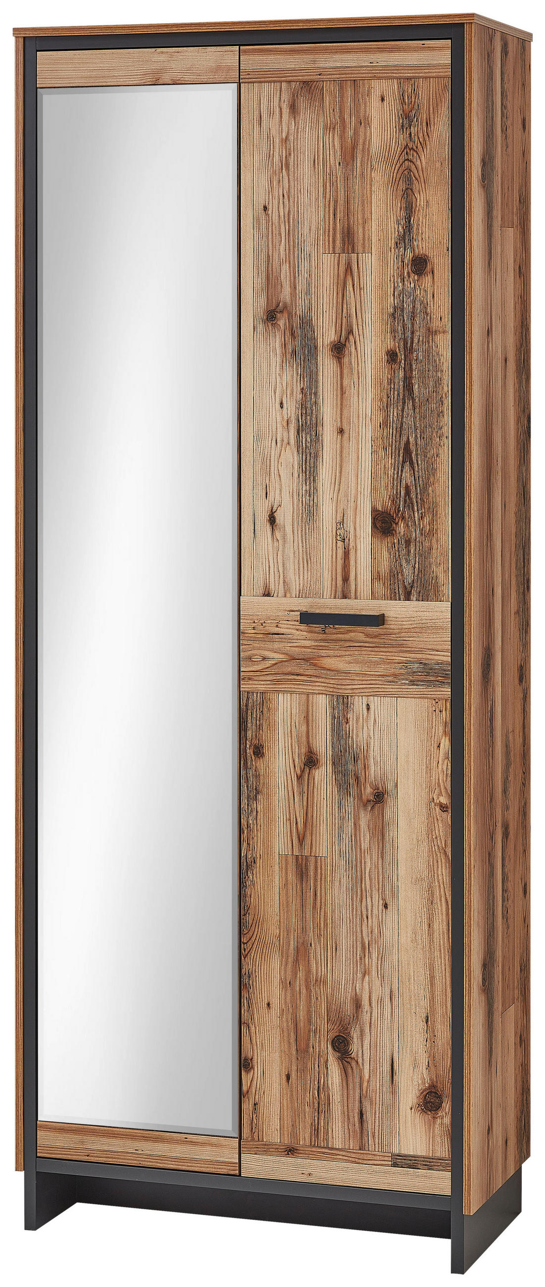 GARDEROBENSCHRANK  in 80/203/38 cm  - Graphitfarben/Kieferfarben, KONVENTIONELL, Holzwerkstoff/Metall (80/203/38cm) - MID.YOU